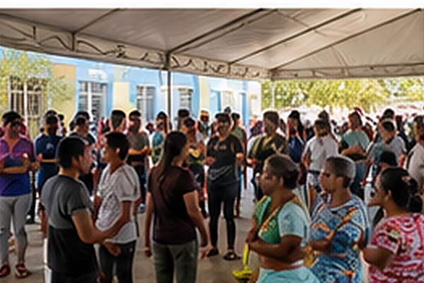 Comunidade participando de atendimento social